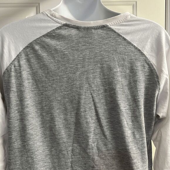 Jim Beam Women’s Heather Gray & White Baseball Long Sleeve Cotton T-Shirt- Large - Picture 7 of 9